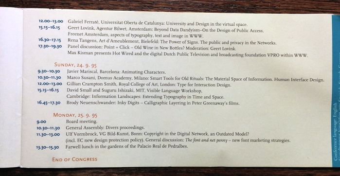 ATypI 1995 Barcelona program 9