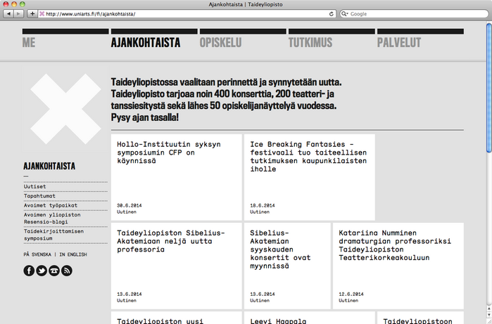 University of the Arts Helsinki website 3