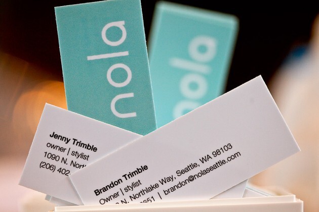 The half-size cards indicate that the MOO&nbsp;printing service was used. Unfortunately the default Helvetica was chosen for the back side. The spacing is too tight and it’s not quite on brand with the logotype in Chalet.&nbsp;