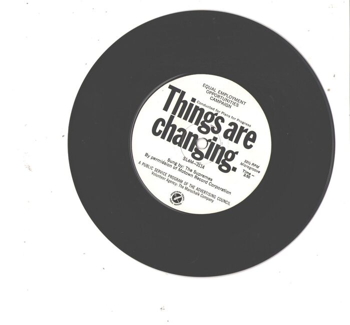 Record label for the single, Things are changing, by The Supremes in 1965.