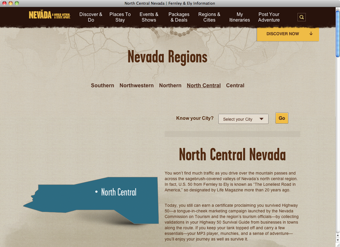 Travel Nevada website 3