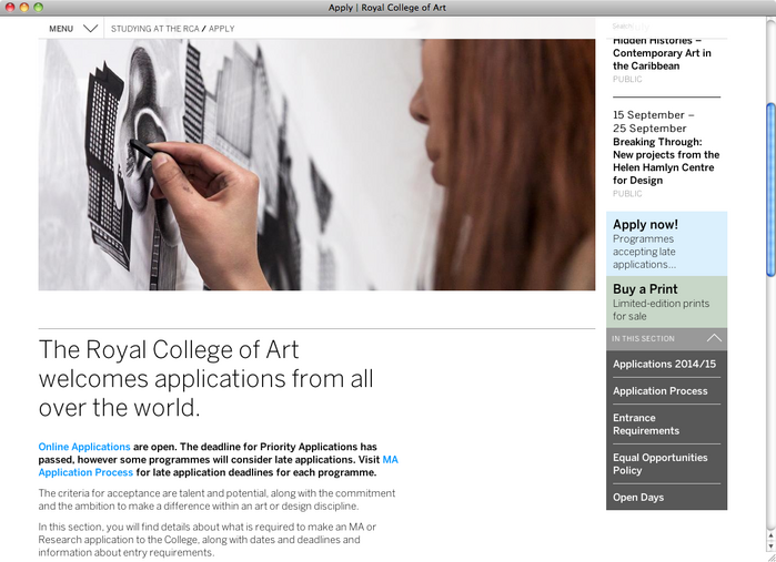 Royal College of Art London website 4