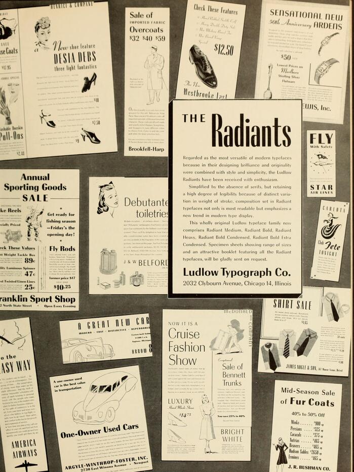 Ludlow ad for the Radiant type family