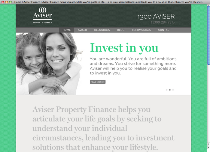 Aviser Property Finance website 1