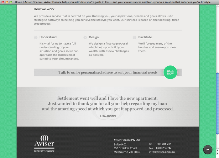 Aviser Property Finance website 2