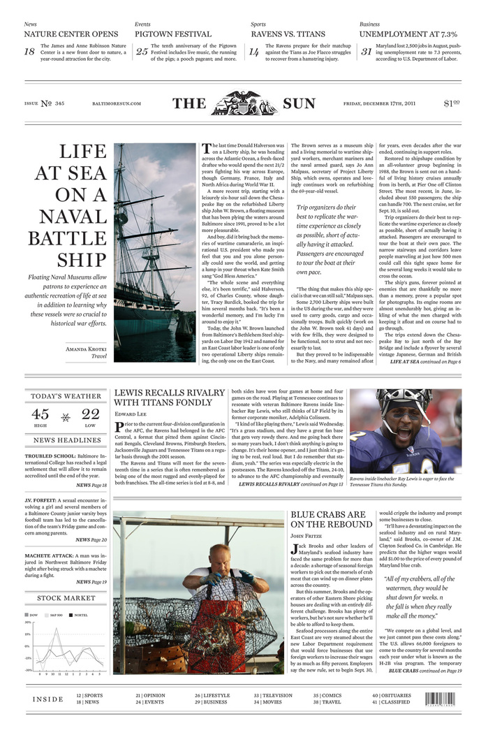 Hypothetical Baltimore Sun redesign