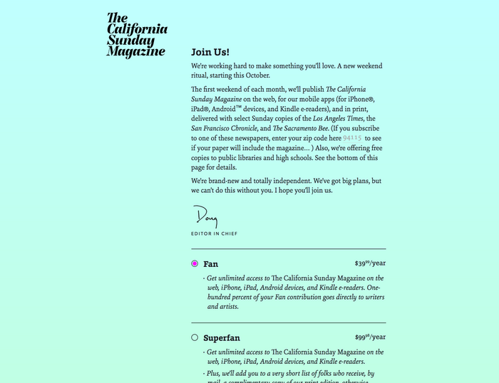 The California Sunday Magazine website 6
