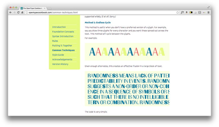 The Unofficial OpenType Cookbook 1