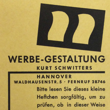 Werbe-Gestaltung Kurt Schwitters
