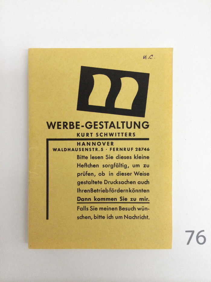 Werbe-Gestaltung Kurt Schwitters