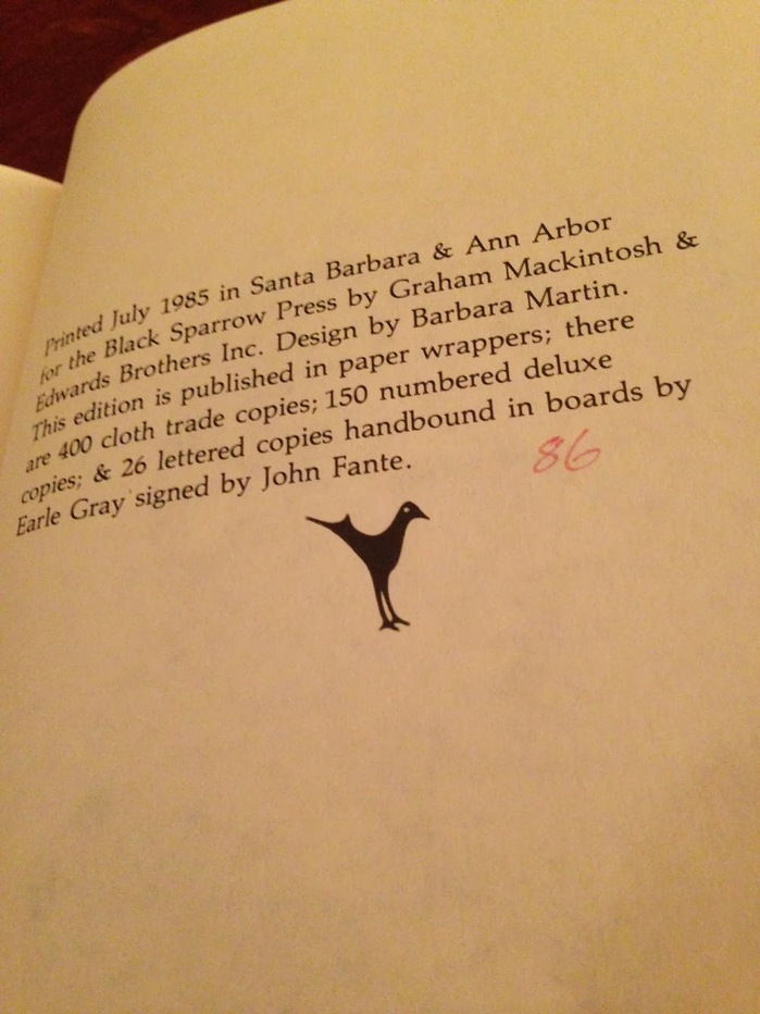 The Road to Los Angeles, Black Sparrow Press edition 4