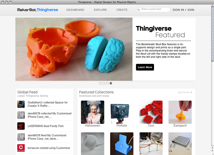 Thingiverse website 1