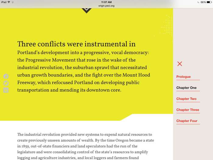 Copy using Vollkorn and navigation using Neue Helvetica