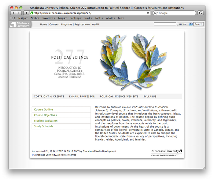 Political Science, Athabasca University 2