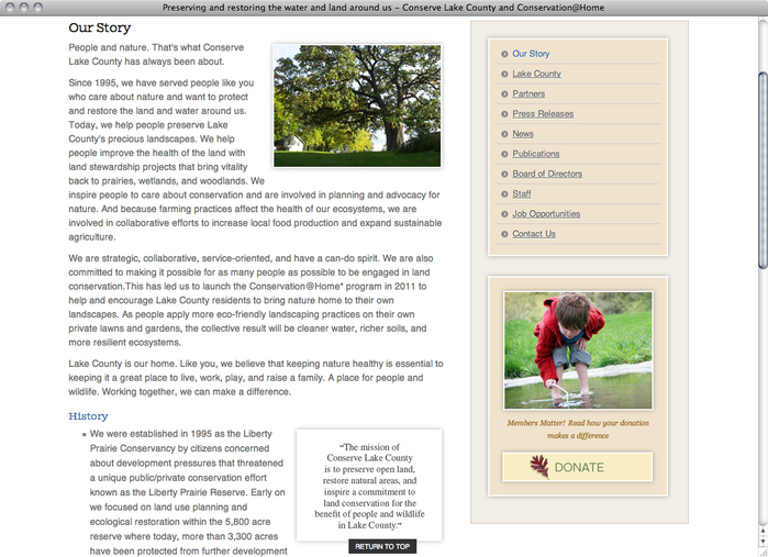 Conserve Lake County website 2