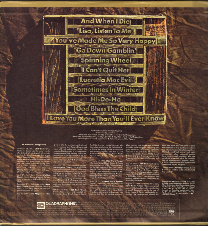 Blood, Sweat &amp; Tears – Blood, Sweat &amp; Tears Greatest Hits album art 2