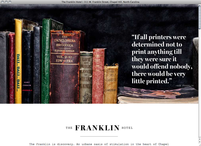 The Franklin Hotel NC website 1