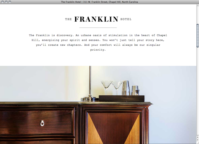 The Franklin Hotel NC website 2