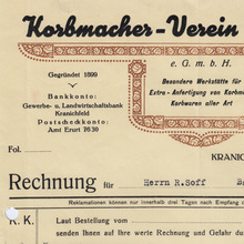 Korbmacher-Verein Kranichfeld invoice, 1939