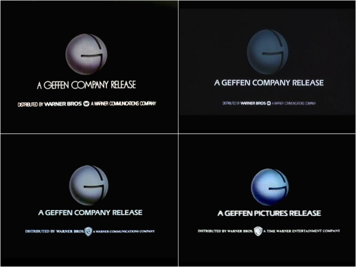 Evolution of&nbsp;Geffen Pictures logos, 1982–97.