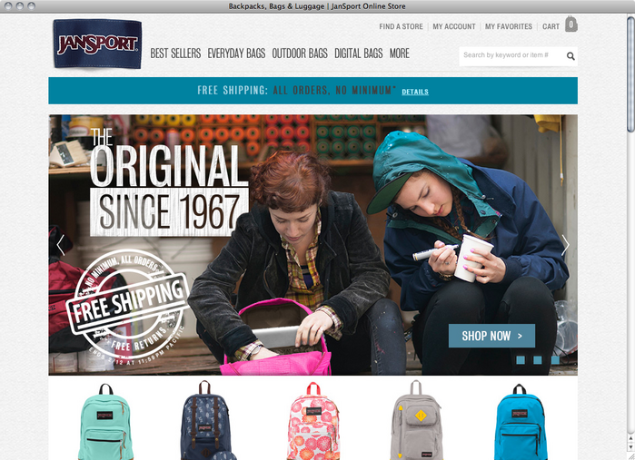 JanSport website 1