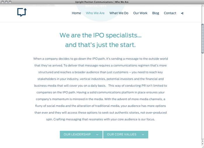 Upright Position Communications website 1