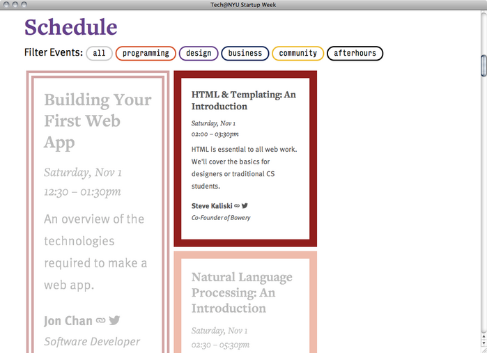 NYU Startup Week website 2
