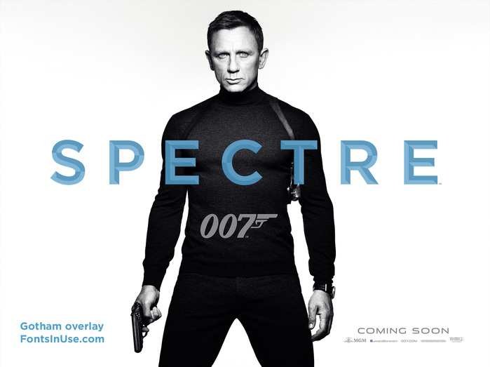 Gotham Bold overlaid on the Spectre logo to show that the letterforms match.