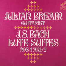 Julian Bream – <cite>Lute Suites Nos. 1 by J.S. Bach and 2</cite> album art