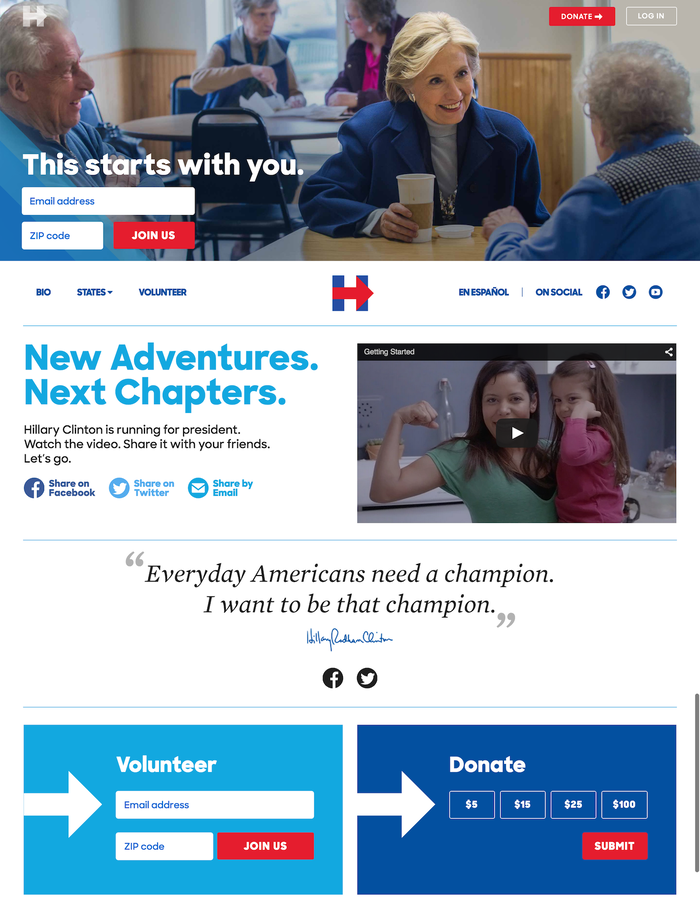 Hillary for America website and logo 1