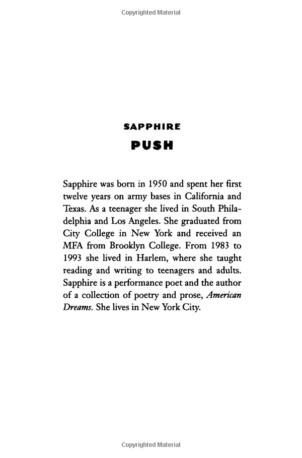 Push, a novel by Sapphire 3