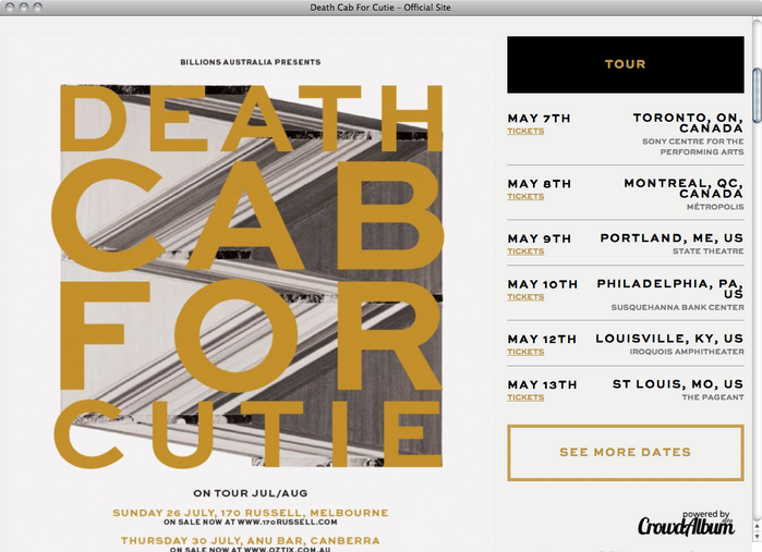 Death Cab for Cutie website 2