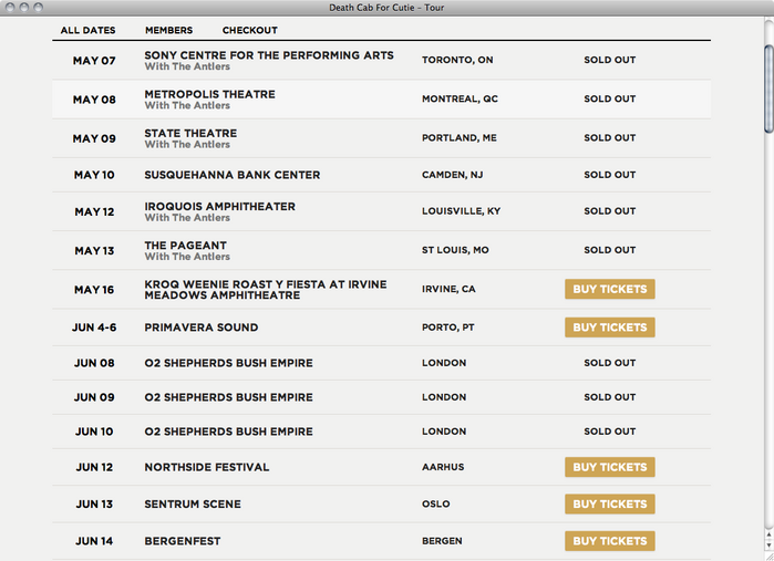 Death Cab for Cutie website 3