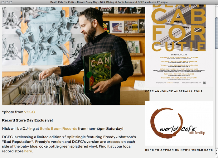 Death Cab For Cutie website 5