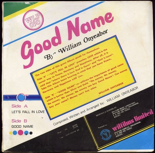 William Onyeabor – Good Name album art 2