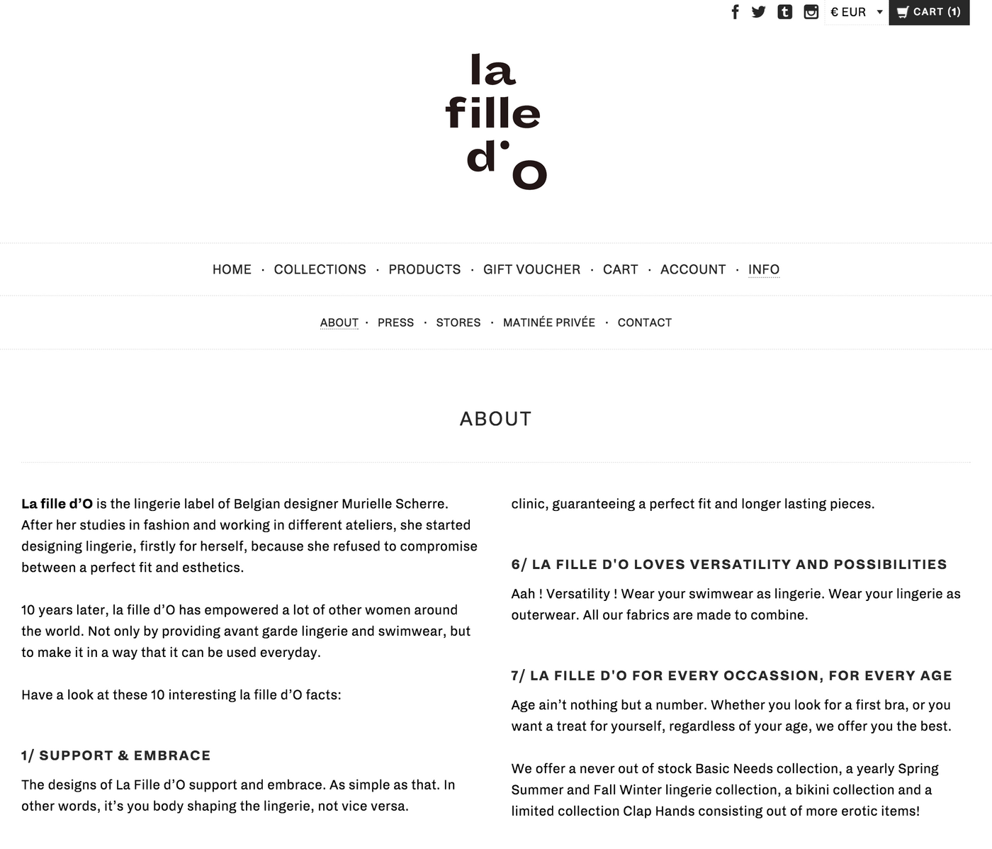 La Fille d’O identity and website (2015) - Fonts In Use