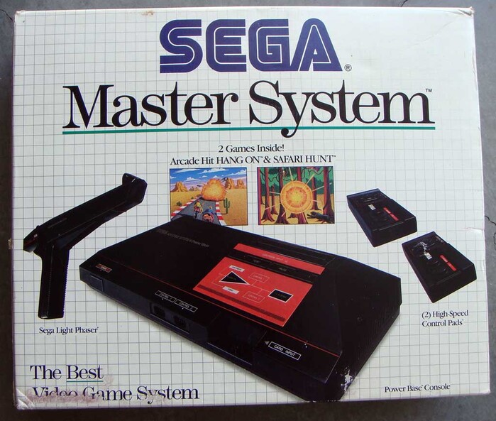 Sega Master System logo and accessory/game packaging 2