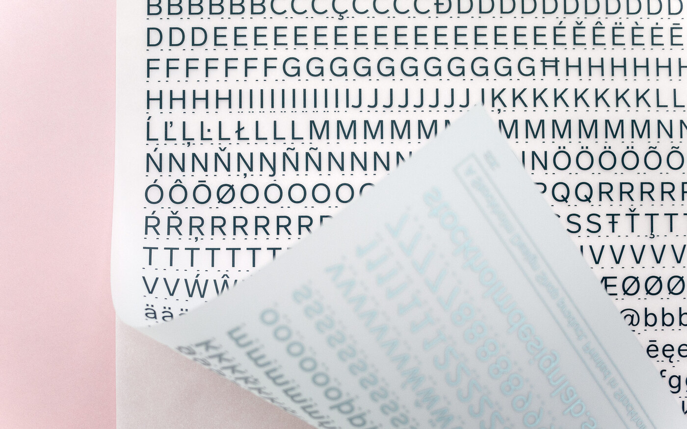 Lab Grotesque Lab Grotesque Letraset-style transfer sheet - Fonts In Use