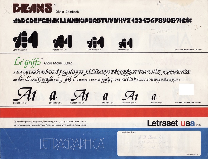18 New Type Faces – Letraset Letragraphica 6