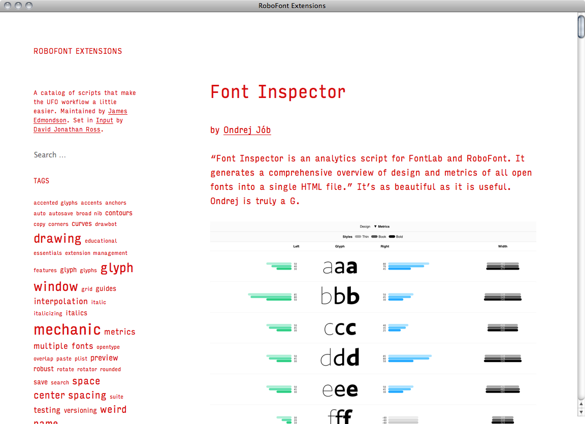 RoboFont Extensions website - Fonts In Use