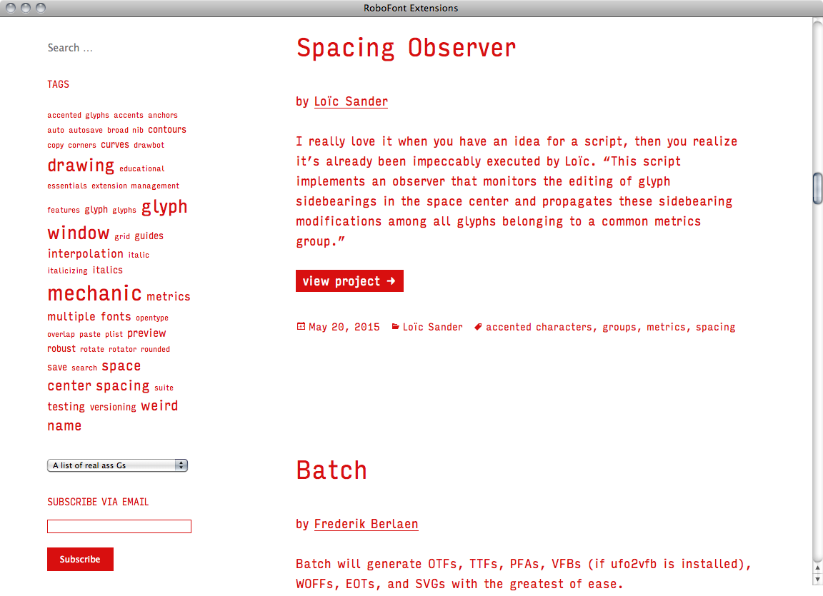 RoboFont Extensions website - Fonts In Use