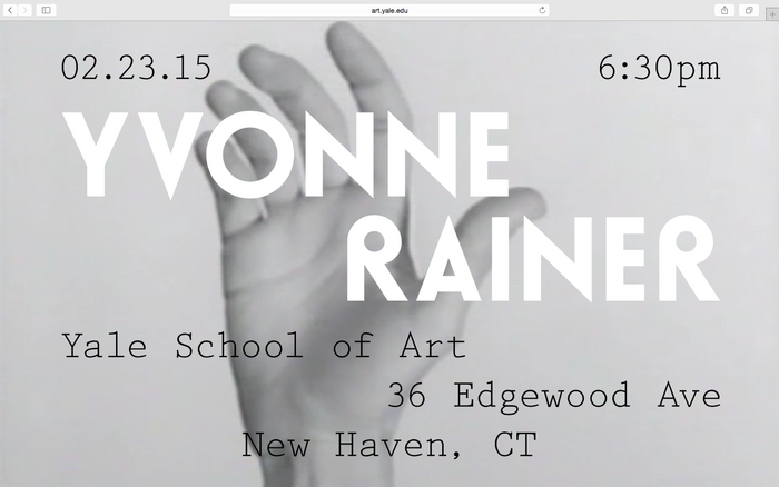 Yvonne Rainer lecture announcement 1