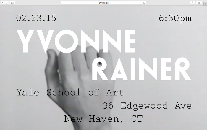 Yvonne Rainer lecture announcement 2