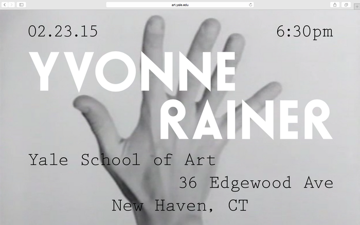 Yvonne Rainer lecture announcement 3