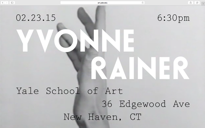 Yvonne Rainer lecture announcement 4