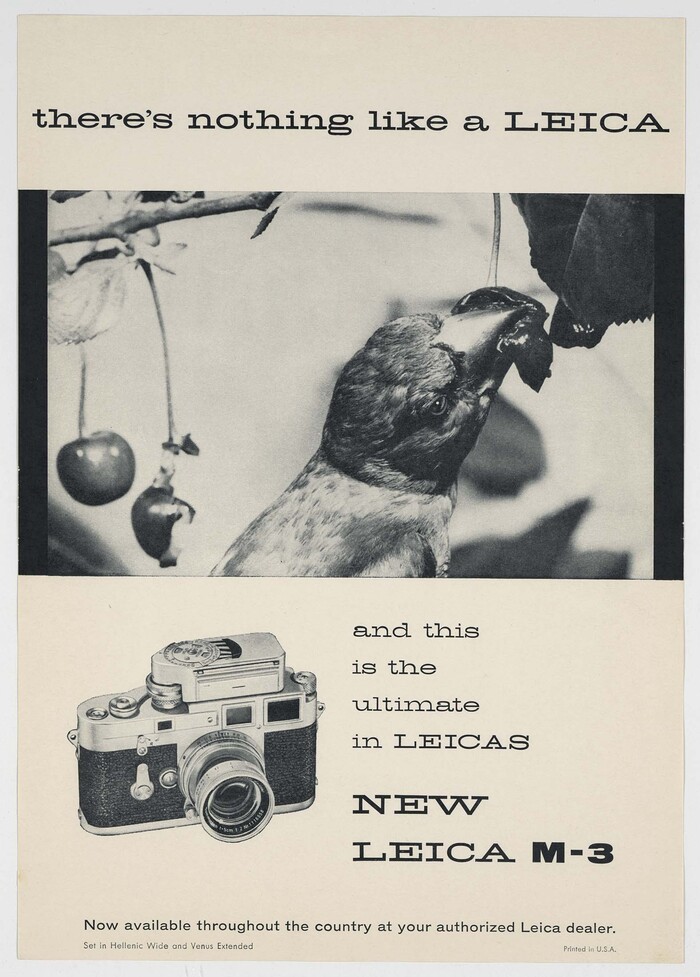 Hellenic Wide and Venus Extended. The Leica M-3 was introduced in 1954, and these ads appeared as early as 1955, indicating that this specimen must have come sometime after.