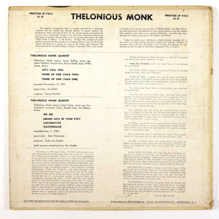 Monk: Thelonious Monk with Sonny Rollins and Frank Foster album art 2