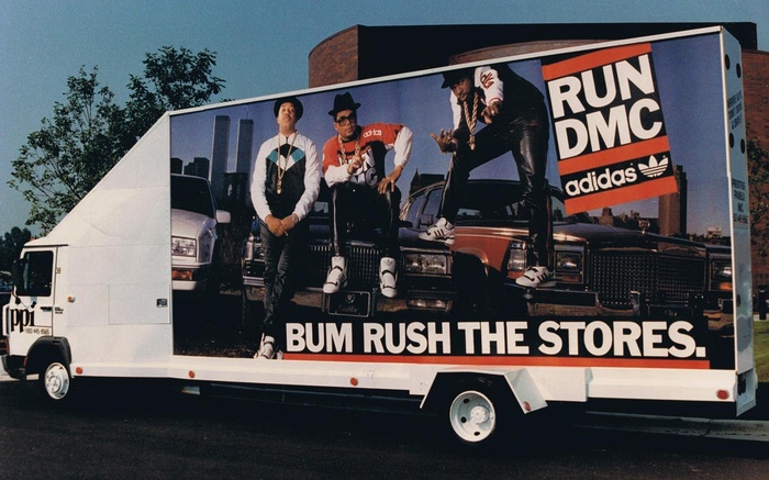 Off-the-shelf Franklin Gothic on a truck advertising a campaign by Adidas