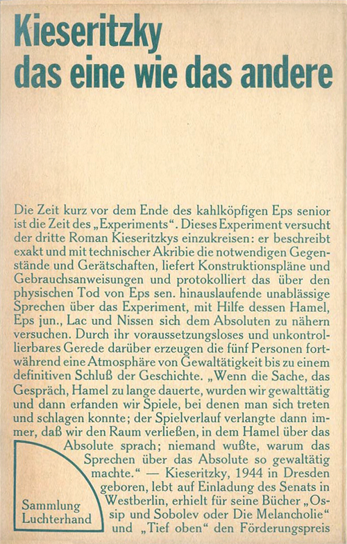 Ingomar von&nbsp;Kieseritzky:&nbsp;das eine wie das andere, 1971