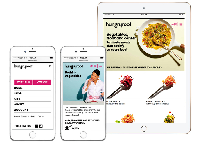 A streamlined ecommerce site allows customers to get Hungryroot delivered, as quickly and easily as they can make it at home.